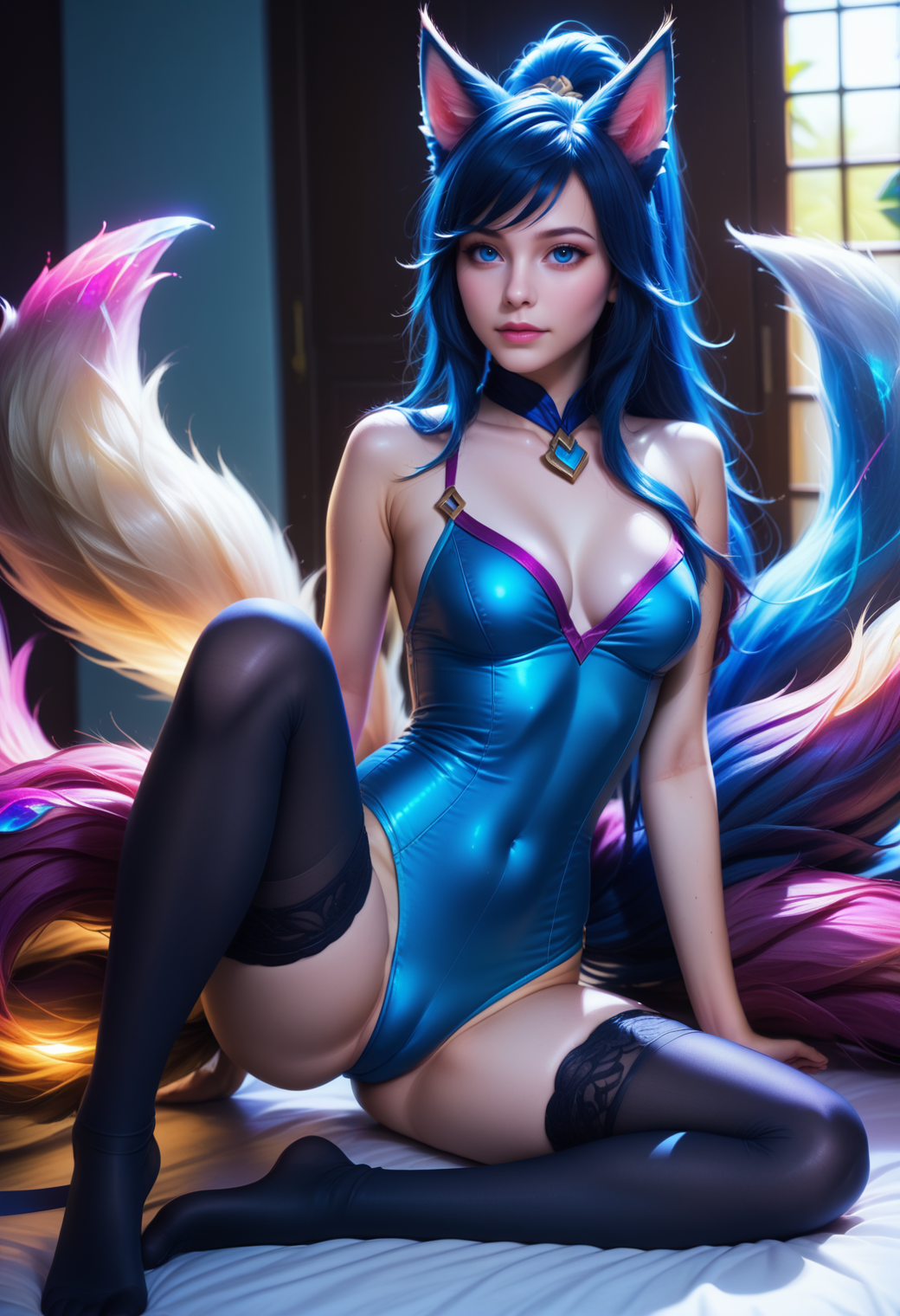 BlueFoxeij, sitting in a bedroom, ground, temple <lora:BlueFoxeijPONY-000002:1>