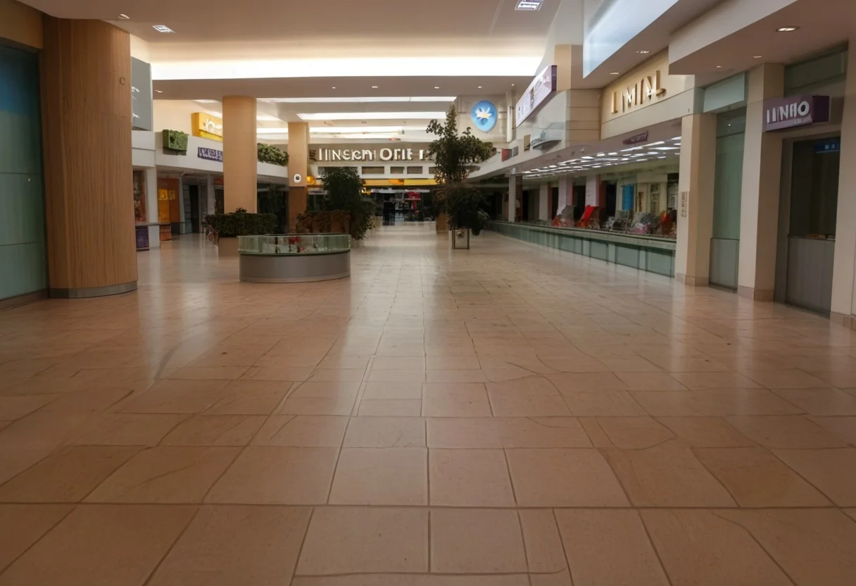 Empty mall at night, environment, eerie, (((Liminal)))
