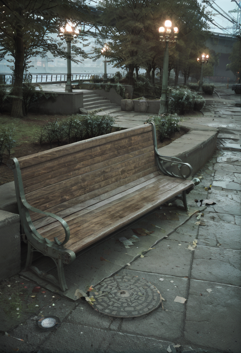 ,ruanyi0876,bench,outdoors,<lora:0876 park bench_v1_pony:1>, score_9,score_8_up,score_7_up,,8k,1girl,solo,,