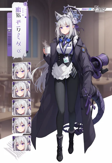 score_9, score_8_up, score_7_up, source_anime,
BREAK
1girl, solo,
<lora:shiEmiliaV2:0.8> emirng, long hair, grey hair, purple eyes, pointy ears, crown braid, hair flower, hair ribbon, purple ribbon, x hair ornament,
fur-trimmed boots, tail ornament, white flower, mole, thighs, tiger ears, megaphone, submachine gun, black pants, dragon tail, animal ear headwear, id card, mug, coat on shoulders, goggles on head, coat, from behind, cup, fox ears, maid,
<lora:shiBluArchiveExpressV1 (1):1>,
expressions,
looking at viewer,