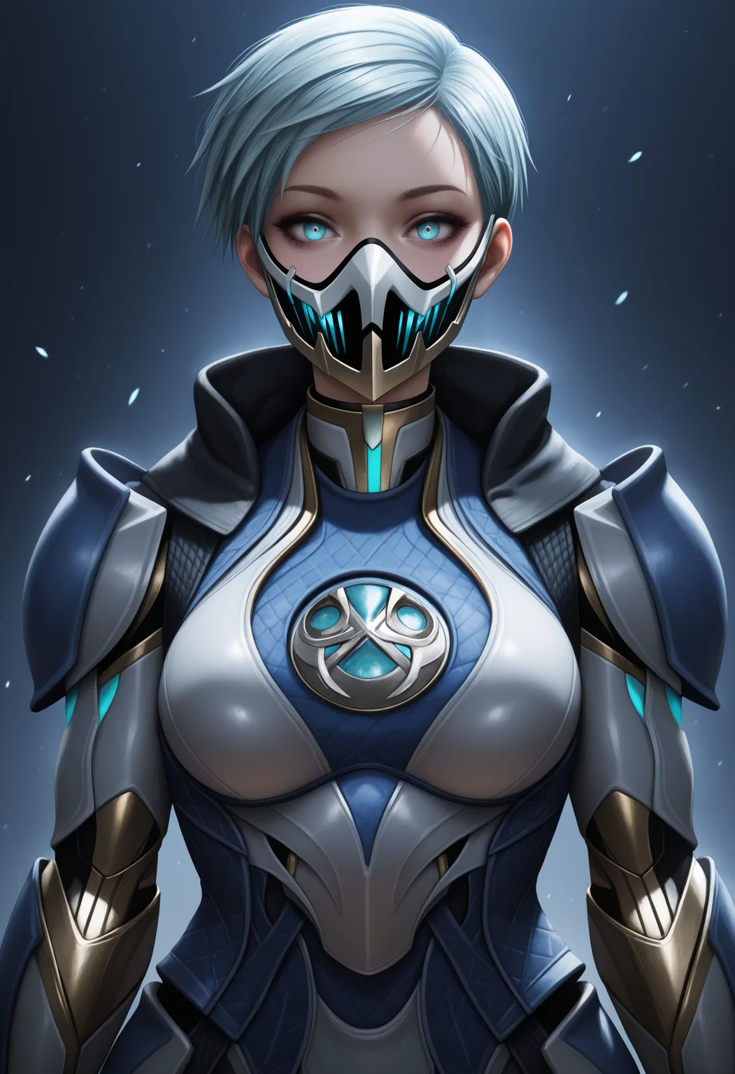 masterpiece, best quality, amazing quality, 1girl, fr0stmk11, <lora:frost_illustrious_byJaneB:1> ,
armor, mask, upper body,
