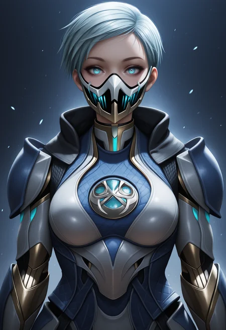 masterpiece, best quality, amazing quality, 1girl, fr0stmk11, <lora:frost_illustrious_byJaneB:1> ,
armor, mask, upper body,