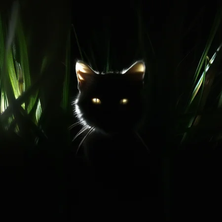 dark-grasshrooms, a closeup photo of a cat head in grass, silhouette, low key, backlit