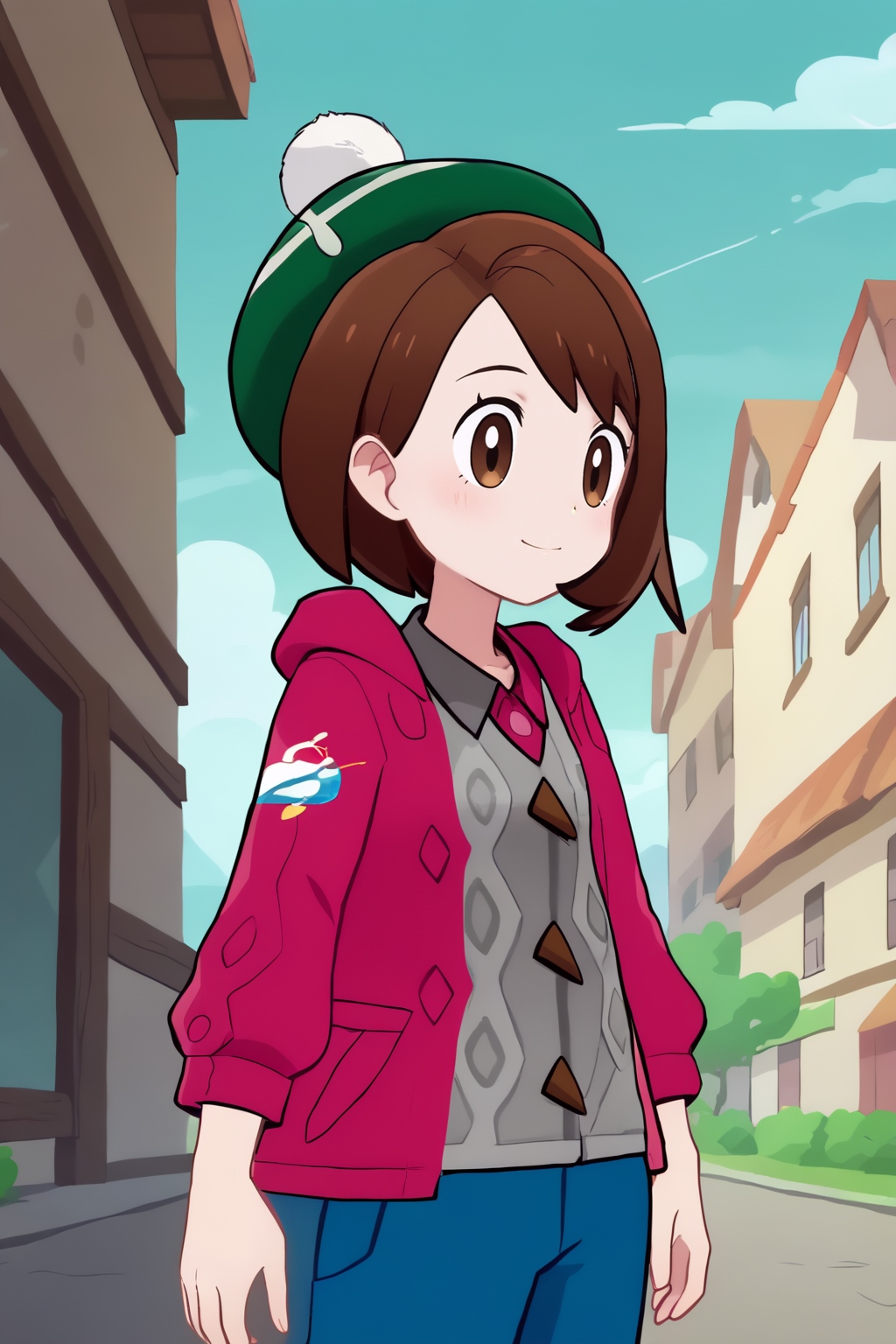 score_8_up, anime screencap, flat colors, gloria, ordinary outfit, hat <lora:COMMISSION_Pokemon-Gloria-PDXL:0.8>