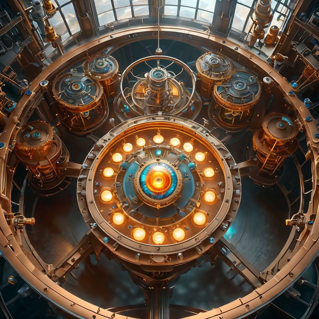 bird's eye view, ((((large laboratory)))) in a dusty warehouse, photorealistic photo of a glowing steampunk machine that shows the planets in our solar system, (((((No people))))), Octane Render, large fusion mechanical device with complex gears and ((glowing gems)), ultra detail, 8k, portal, spark, timewarp, gravitational lens, the universe,  <lora:SDXLHighDetail:1> <lora:wowifierXL:1>