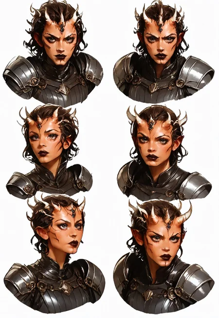 (score_9, score_8_up), score_7_up, source_anime, novuschroma43 style, female Dathomirian Zabrak alien wearing jedi robes over heavy armor, many small white horns, t4s14, conceptart,multiple views,white background,simple background