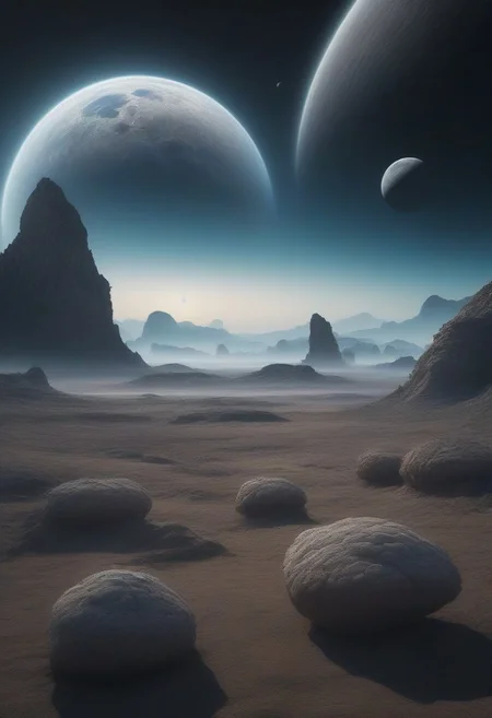 Alien Landscape: A surreal alien landscape with floating rocks, strange vegetation, and multiple moons in the sky. photography. Natural geographic photo. trending on artlist, Hyper-realistic, 16k resolution, intricate details. (masterpiece, award winning artwork) many details, extreme detailed, full of details, Wide range of colors, high Dynamic OverallDetailXL <lora:add-detail-xl:0.95> <lora:WildcardX-XL-Detail-Enhancer:0.9> <lora:xl_more_art-full_v1:0.2>