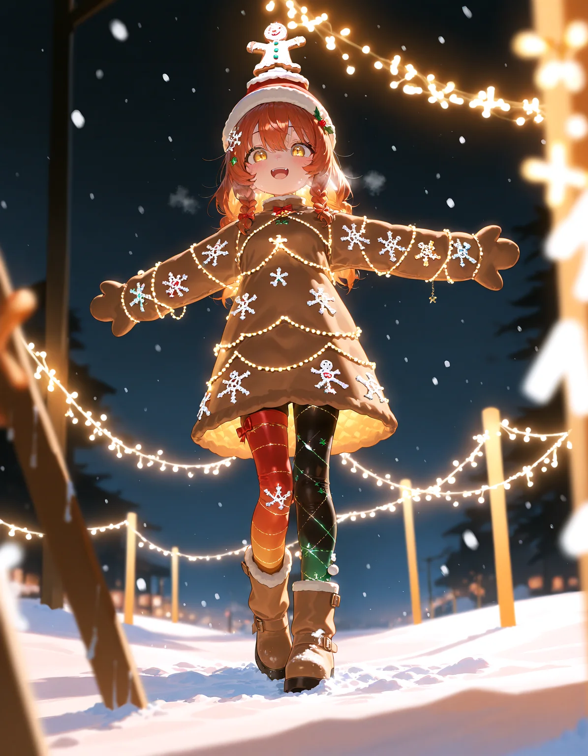 masterpiece, best quality, amazing quality, very aesthetic, absurdres, newest, volumetric lighting
gingerbread, snowing, merry, Gingerbread girl, <lora:Gingerbread_Man:0.6>,
masterpiece, best quality, amazing quality, very aesthetic, absurdres, newest, volumetric lighting