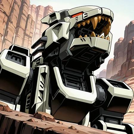 (masterpiece, best quality, amazing quality, very aesthetic, absurdres, newest,),(solo),
(<lora:Liger_Zero:1>,liger zero, robot,mecha),three-quarter view,headshot portrait,
wastland,rock,