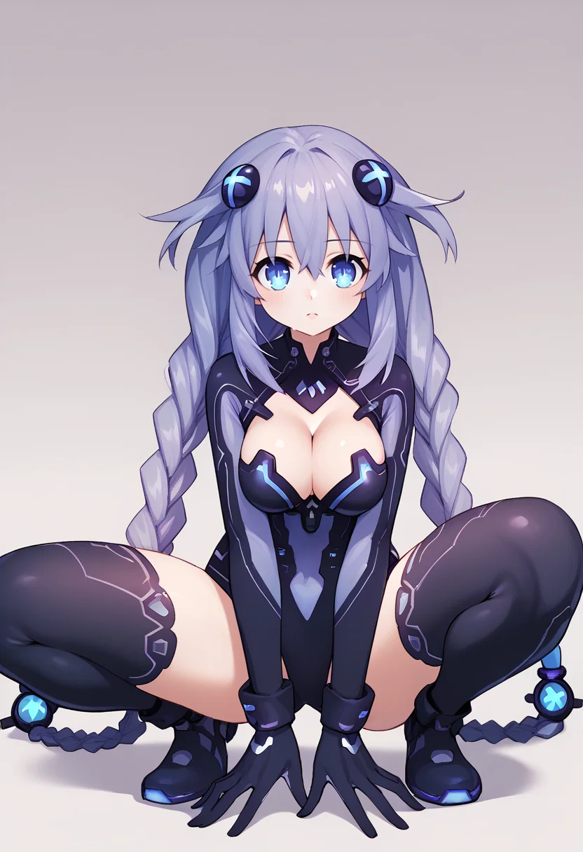 score_9, score_8_up, score_7_up, source_anime BREAK 1girl, solo, <lora:purpleheart-hdn-richy-v1_pdxl:1> prplhrtdef, twin braids, hair ornament, leotard, cleavage cutout, thighhighs, gloves, squatting, <lora:yabby-artist-richy-v1_pdxl:0.8>