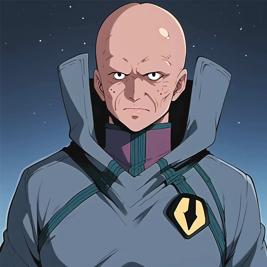 score_9, score_8_up, score_7_up, best quality, masterpiece, source_anime, zPDXL3, BREAK bald, boddolezar, old man, 1boy, solo,<lora:BoddleZer_Macross_ponyXL:1>