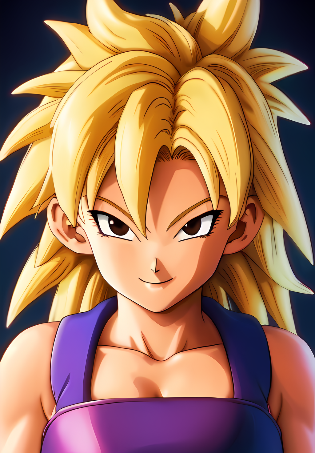 (Photo:1.3), highdetail, <lora:Gine:0.8>, Gine, 1girl, solo, saiyan armor, smile, ((portrait,)), (acclaimed, alluring, captivating, exciting, gorgeous, striking:1.3), (trending on artstation:1.3)