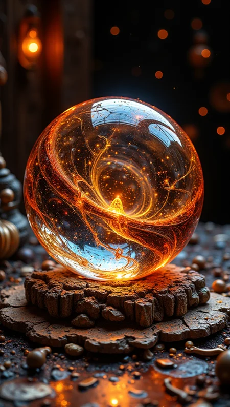 masterpiece, 4k, 8k, bokeh, a glass orb, there seem to be chaos energy and magic inside, it is a special object found in a secret dark astronomy room, dropped on a crafted metalic workshop, orange luxury space.
detailmaximizer, Midjourney_Whisper, opalescence <lora:[Flux1]_flux_vividizer:0.3> <lora:[Flux1]_scenery_lora_comfy_converted:0.2> <lora:[Flux1]_Opal_Fantasy_Flux:0.5> <lora:[Flux1]_aidmaPsychadelicChaosWorld-FLUX-v0.1:0.3> <lora:[Flux1]_aidmaImageUpgrader-FLUX-V0.1:0.1> <lora:[Flux1]_midjourney_whisper_flux_lora_v01:0.1>