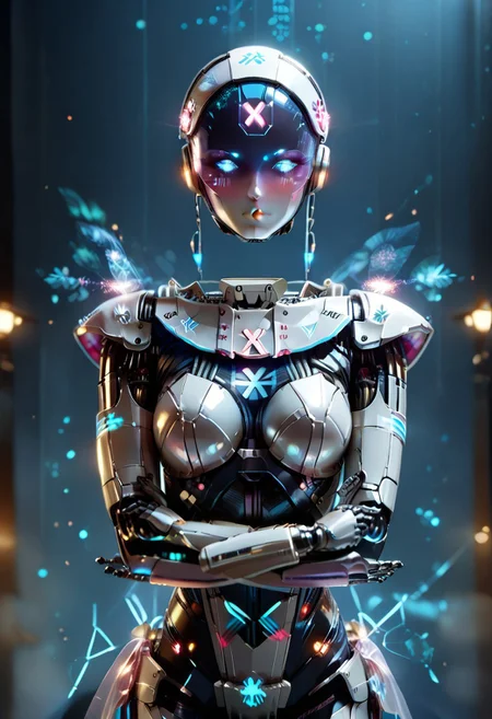 score_9, score_8_up, score_7_up, BREAK
,saatomi, 1girl, robot, chief uniform,pouting,looking away,crossed hands,blush, featuring holographic interfaces, disembodied_head_smooth_shoulder,
Cyberspace