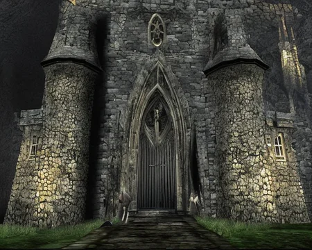 an old ps_game_screenshot of a dark gothic castle, exterior, storming with lightning, immersive, birds eye view <lora:epiNoiseoffset_v2:1>