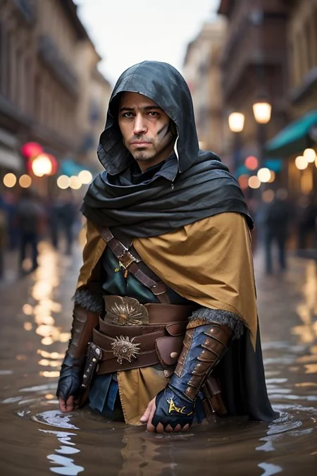 masterpiece,
1 male bandit, solo,
NoBitches,
detailed portrait ,
partially submerged into quickand
sharp focus, bokeh background