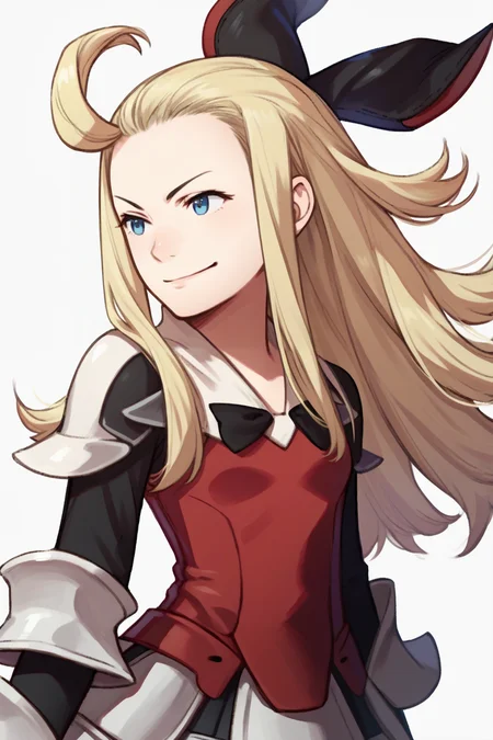 score_9, score_8_up, score_7_up, score_6_up, source_anime BREAK 1girl, solo <lora:edealee-pdxl-nvwls-v1-000005:1> bdEdea, blonde hair, ahoge, black bow, hair bow, red shirt, armored skirt, white leggings, <lora:zs_AwakeningPortraitsXL:1> awakeningportraits, portraits, white background, smirk