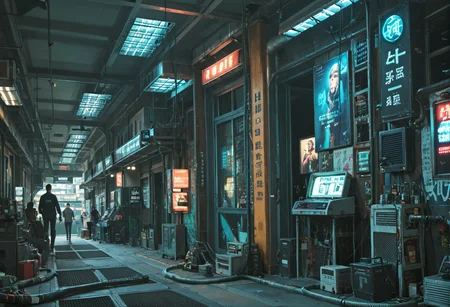 ,ruanyi0779,science fiction,neon lights,cable,industrial pipe,
street,cityscape,people,crowd,outdoors,<lora:0779 science fiction world_v1_pony:1>, score_9,score_8_up,score_7_up,,8k,1girl,solo,