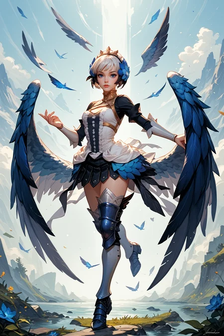 score_9, score_8_up, score_7_up,
<lora:OdinSphereGwendolyn:0.8>
OdinSphereGwendolyn, 1girl, white hair, short hair, blue eyes, hair ornament, wings, armor, full body, dynamic pose, looking at viewer