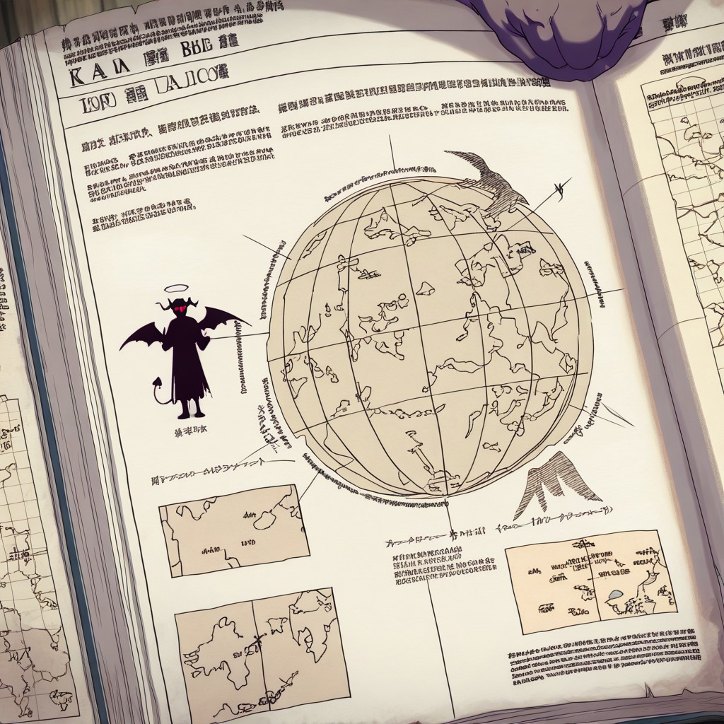 great quality,(almic,akakura,ogipote,dikko:0.7), (sincos:0.6),ancient documents, Bible,traditional devil,angel,map, scenery,