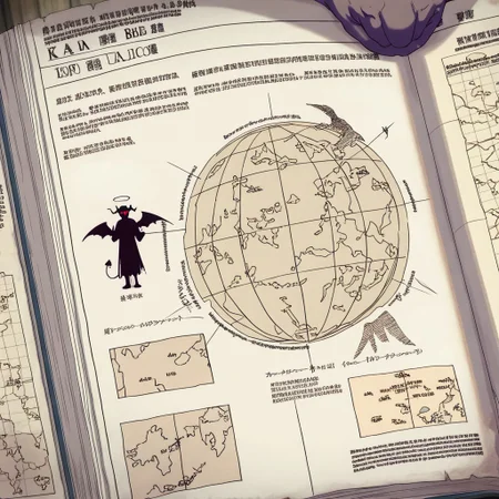 great quality,(almic,akakura,ogipote,dikko:0.7), (sincos:0.6),ancient documents, Bible,traditional devil,angel,map, scenery,