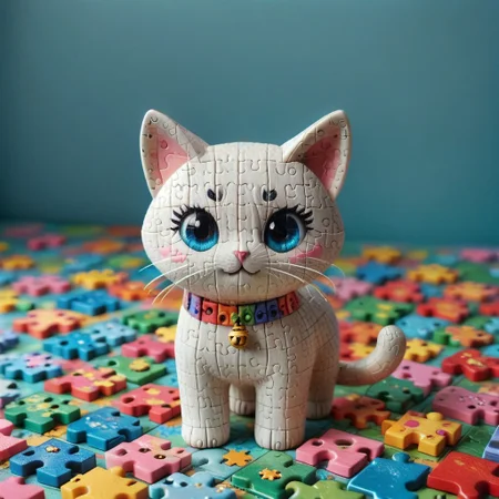 a cute cat made out of puzzle, puzzle_morph_rks