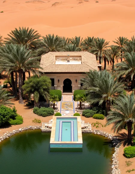 cinematic scene ariel view of a the saharan dessert and an osasis, palm trees, plants surround the water,  attach to the oasis is a morrocan style villa, decorative mosaic, manicured palm trees, morrocan style windows,  there is a shorthair wall seperating the sand dunes from the villa, 
 <lora:amateurphoto-6version:1> Amateur photography of               , on flickr in 2007, 2005 blog, 2007 blog