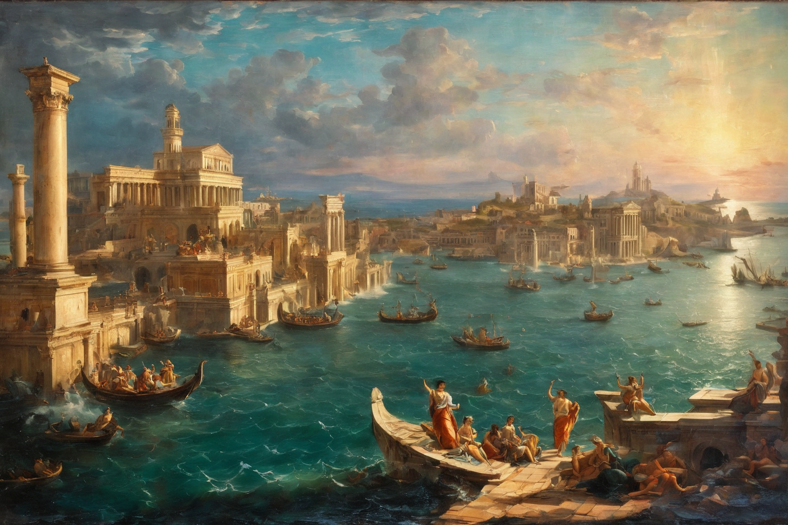 ((Masterpiece, best quality)),beautiful colors, sharp contrast,oil painting, vintage,crackled paint,
painting of the city of Atlantis 
painted in renaissance style
 <lora:edgRenaissanceXL:0.9>