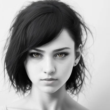 to8highkey style masterpiece portrait photo of a young woman isolated against a white background, high key, trending on artstation