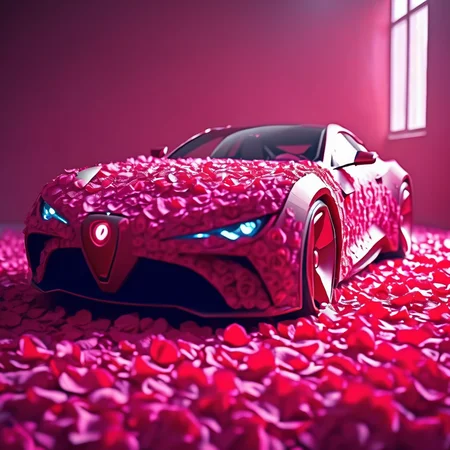 rosifex futuristic car made of rose, cinematic, professional photo<lora:rosifex :1>