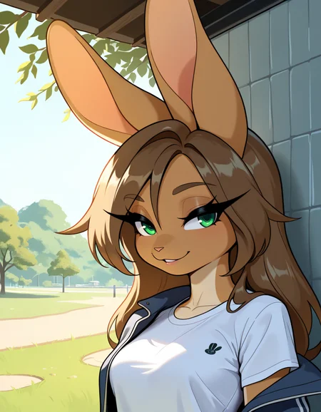 masterpiece, best quality, very aesthetic, absurdres,
outdoors,
upper body,
t-shirt, jacket,
seductive smile, parted lips, long eyelashes,
<lora:Aubrey_Sky_v01_NAIXL:1>
4ubr3y5ky,1girl,solo,furry,furry female,rabbit girl,long hair,brown hair,rabbit ears,green eyes,animal nose,body fur,brown fur,