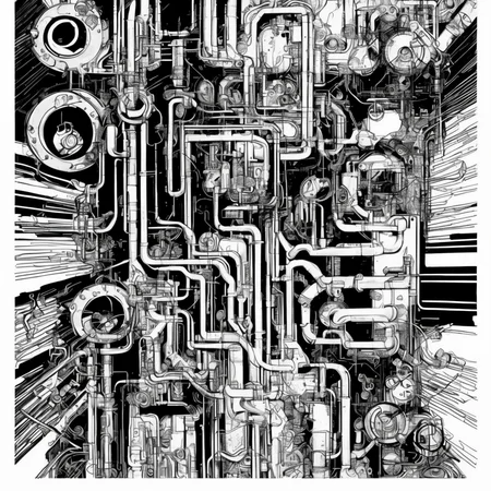 black and white, photorealistic intricately detailed comic book art by award winning line artist, of a steampunk scientist stepping stepping through a magical portal, black and white ink, epic cinematography
