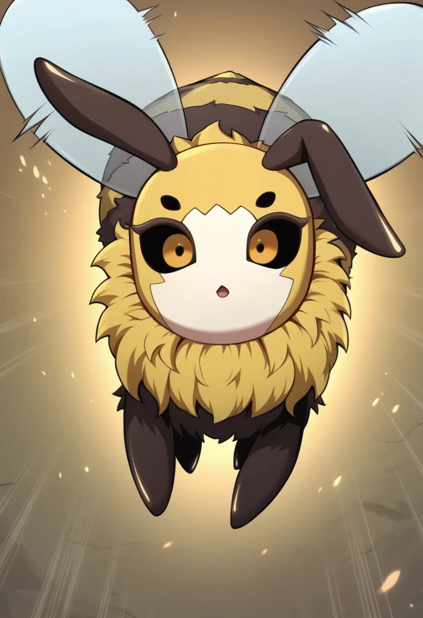 score_9, score_8_up, score_7_up, solo , <lora:add-detail-xl:3>,
BREAK
<lora:Bee_Queen:0.8>, monster bee, pokemon (creature), bug, yellow eyes, flying,,