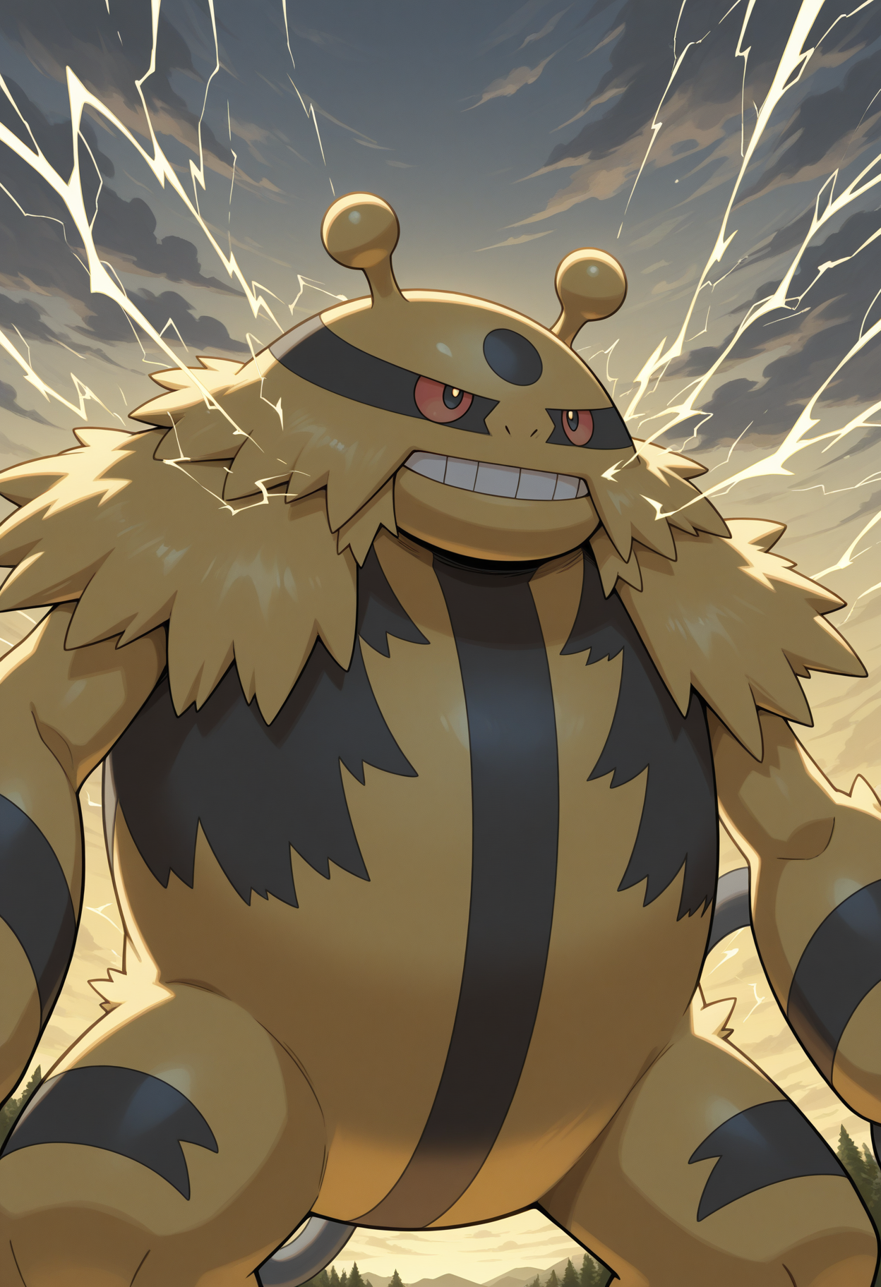 solo, electivire, pokemon \(creature\), red eyes, anthro, close-up, sky, clouds, electricity, yellow, nature, wind, three-quarter view,
perfect anatomy, masterpiece, perfect quality, best quality, detailed, newest, very aesthetic  <lora:Electivire_Pokemon_V1_ILXL:1.0000000000000002>