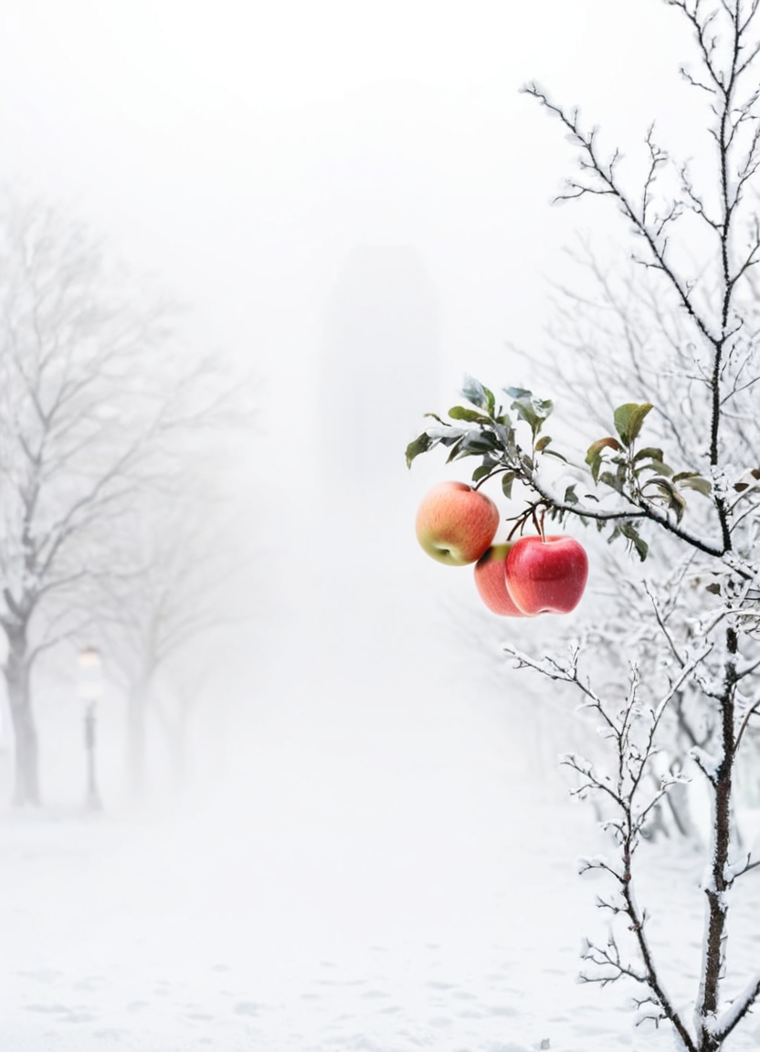 highkey, big apple, fruit, foggy, white background, outside, winter, snow, ice,
<lora:Highkey-SDXL:1>