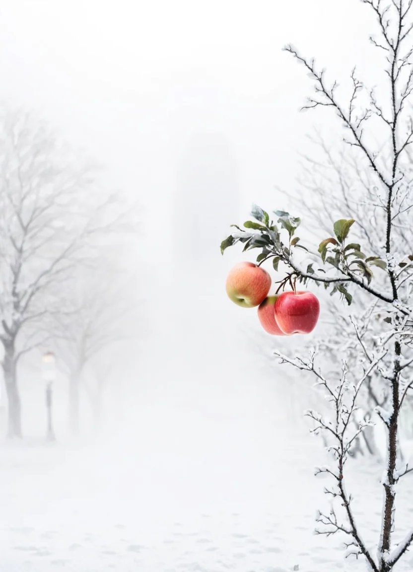 highkey, big apple, fruit, foggy, white background, outside, winter, snow, ice,
<lora:Highkey-SDXL:1>