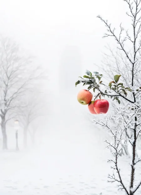highkey, big apple, fruit, foggy, white background, outside, winter, snow, ice,
<lora:Highkey-SDXL:1>