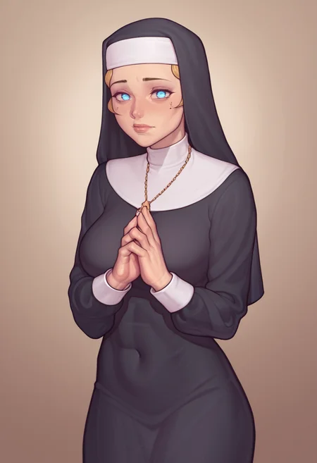 score_9, score_8_up, score_7_up, score_6_up, BREAK
nun, she is praying for you, because you need Jesus, and because nsfw is bad, not allowed here, no no, only clowns who laugh at everything, and prudes, <lora:PulenKompot-Asura_Style_PonyXL:1> asura-art