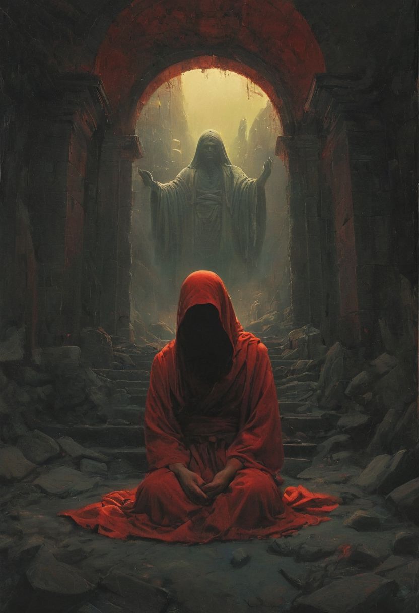 satan monks army ,hundreds, lots endless monks , architecture, strong bright , The neon hues of her aura paint the air, a vivid testament to her inner strength and focus.jesus christ is dead, dad monks liang on ground ,
creating a hyperpunk scene with desaturated translucent DARK  Red and beige details, colorful (polaroid:0.7) with vibrant colors, (vacations, high resolution:1.3), (small, selective focus, european film:1.2), (sexual advance:1.1), ,end of hopes ,silence, extremely detailed,dark,sad, easy negative, digital artwork by Beksinski, extremely detailed, dark, chiaroscuro, low-key,in the style of Kelly Slater ,style by Kelly Slater,closeup,digital artwork by Beksinski, style of Kelly Slate