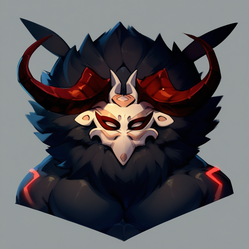 score_9, score_8_up, score_7_up, solo, 1boy, mit@churl, monster, mask, horns, muscular, portrait,