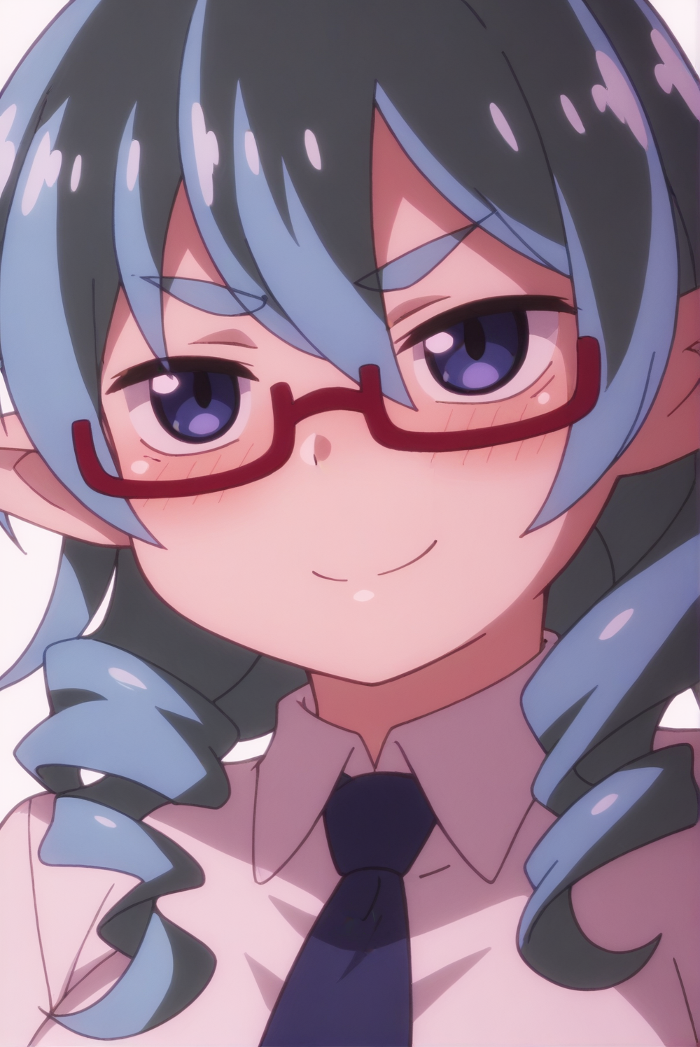 <lora:Bi_Bananan:0.7>, white background,  Bi Bananan, upper body, smile, glasses, looking at viewer
