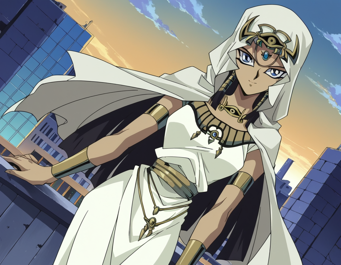 score_9, score_8_up, score_7_up, source_anime,
ishuzuishtar, <lora:ishuzu-ishtar-anime-ponyxl-lora-nochekaiser:1>,
ishuzu ishtar, blue eyes, dark skin, dark-skinned female, black hair, egyptian,
dress, jewelry, hood, cape, armlet, eye of horus,
outdoors, cityscape, smile, bent over,
looking at viewer, dutch angle, cowboy shot,