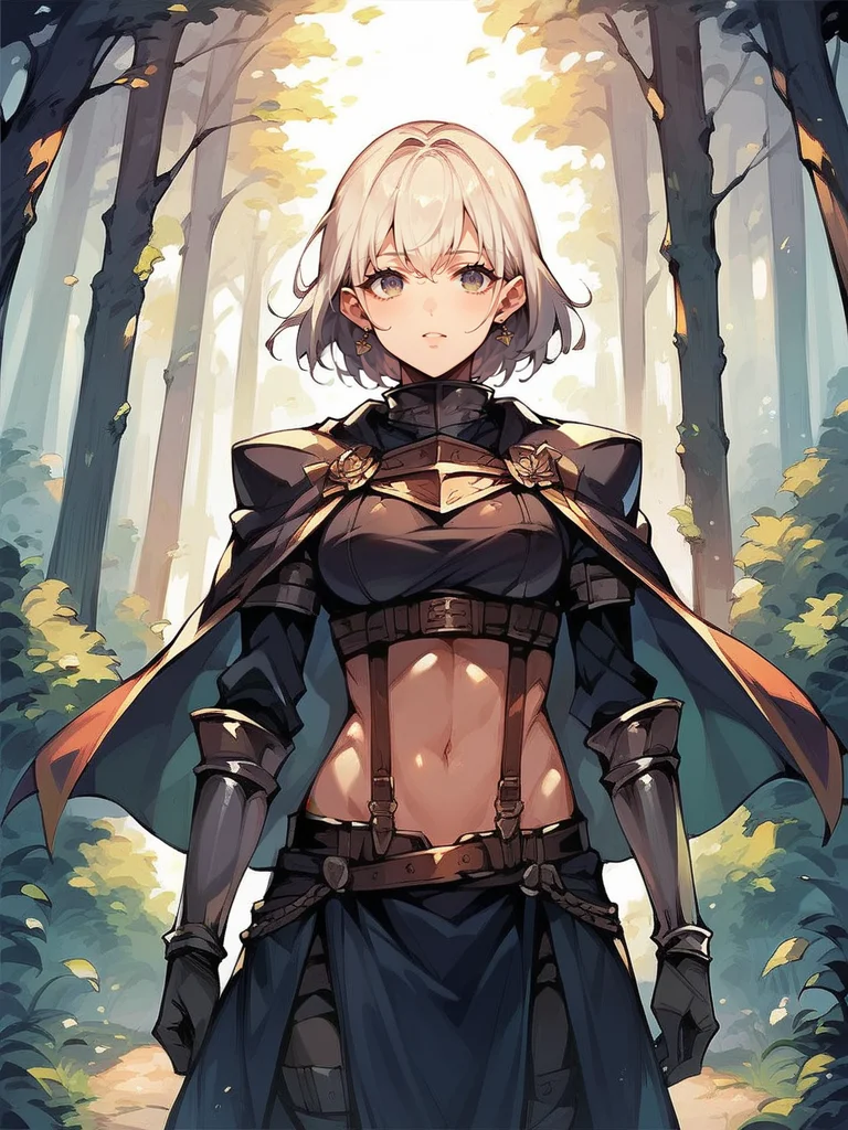 score_9,score_8_up,score_7_up,source_anime,1girl,<lora:navel_suspenders:0.8>,suspenders,navel,forest,knight,