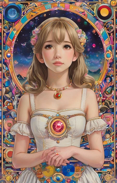 masterpiece,best quality,<lora:tbh147-sdxl:1>,illustration,style of Paul Laffoley portrait of idolmaster cinderella girls,