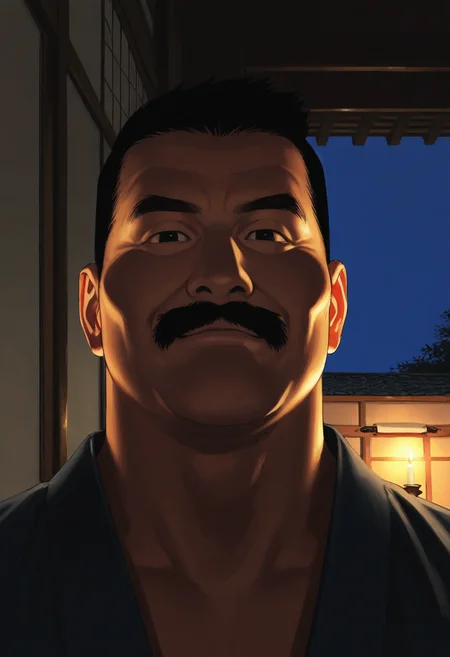 1boy, portrait, photorealistic, blue sky, looking at viewer, plump, oil painting \(medium\), facing viewer, light smile,
BREAK
<lora:Police_commissioner_from_Hairy_Oracle_by_Gengoroh_Tagame_v0.1:1>
keijisan, mature male, thick eyebrows, thick mustache, black eyes, black hair, short hair,
indoors, japanese clothes, east asian architecture, shadow, dark, high contrast, night, candlelight,
BREAK
best quality, masterpiece, very aesthetic, absurdres, highest detailed,
