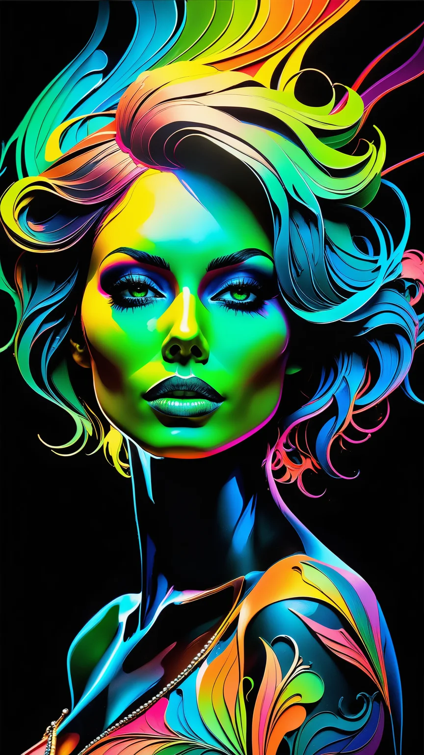 a woman made entirely out of Colorful ink, short tousled hair, full body, silhouette on a dark background, photo, studio lighting, in the style of artgerm, comic style,3D model, mythical seascape, negative space, space quixotic dreams, temporal hallucination, psychedelic, mystical, intricate details, very bright neon colors, (vantablack background:1.5), pointellism, pareidolia, melting, symbolism, very high contrast, chiaroscuro, illustration, cartoon, soothing tones, calm colors, (masterpiece, high quality, horror:1.3), (solo:1.1), a digital arf of a green skeleton girl, cover of a deathcore band, Extreme detail, photorealistic, morbid, paper texture, nsfw