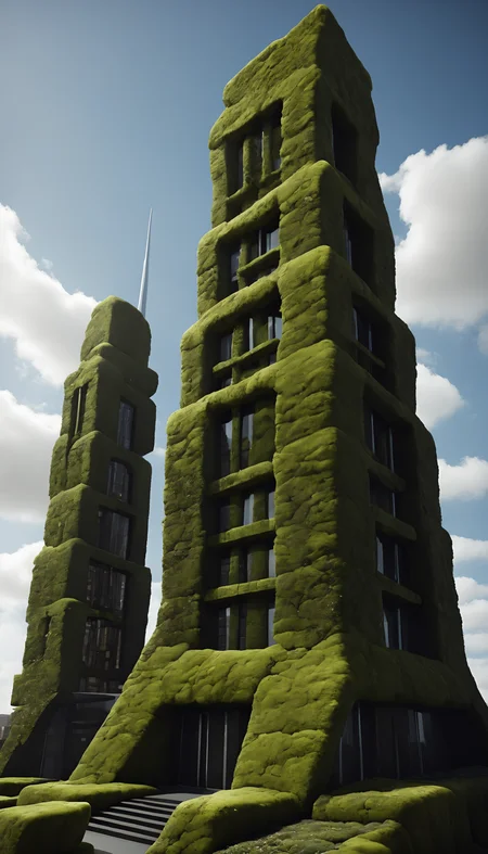 <lora:mosscoveredXL:1>moss, Pick in location: quantum city, (Masterpiece:1.3) (best quality:1.2) (high quality:1.1)