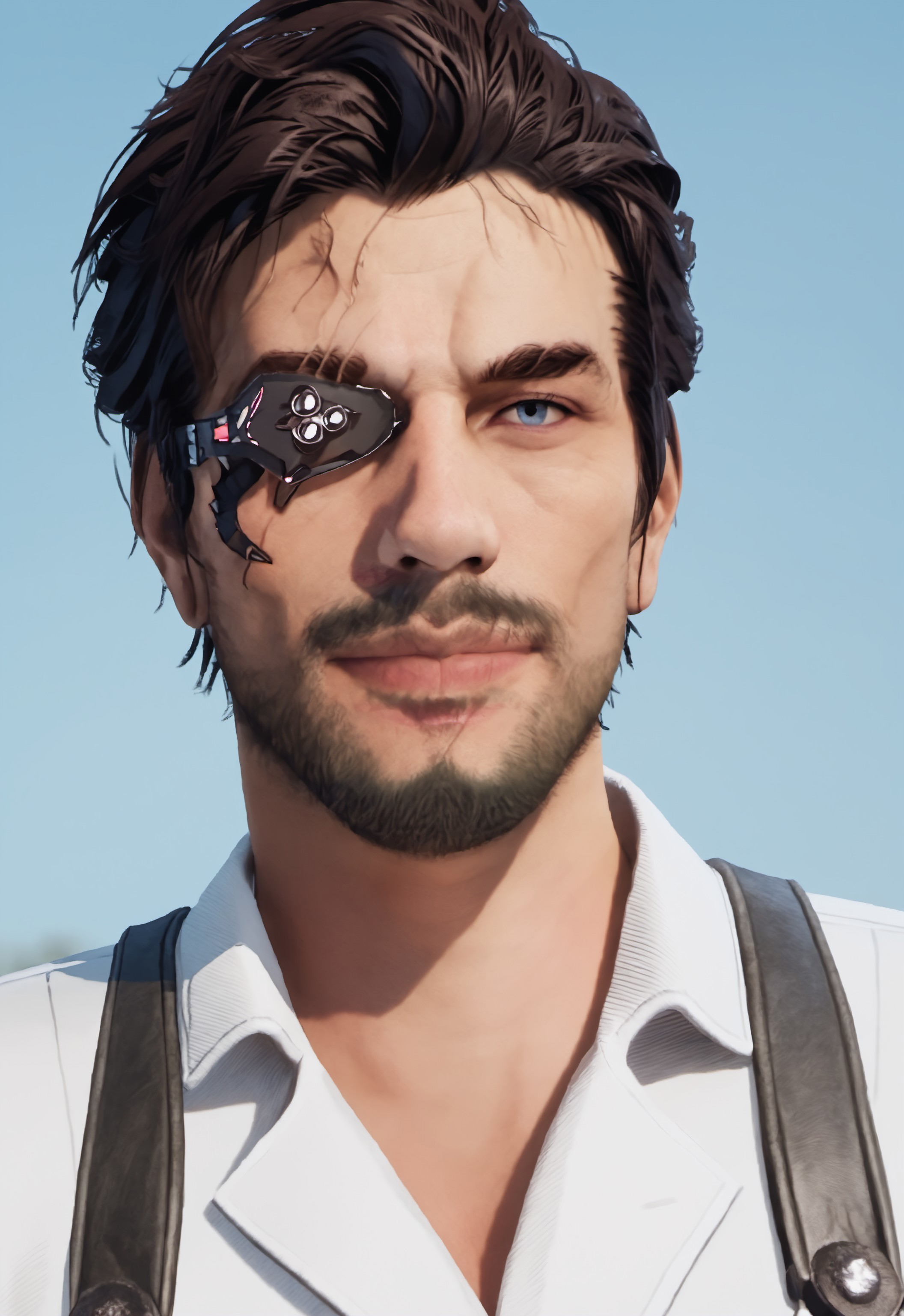 safe_pos, score_9, score_8_up, score_7_up, rating_nsfw, ultra hd, absurdres, best quality, best aesthetic, solo, 1boy, male focus, erotic, mature male, Expressiveh, wolfconf, anime screencap

TFDKyle, facial hair, white shirt with belts, beard, eyepatch, gloves, realistic, pants, dutch angle, half body view, portrait, looking at viewer, smiling, outdoors