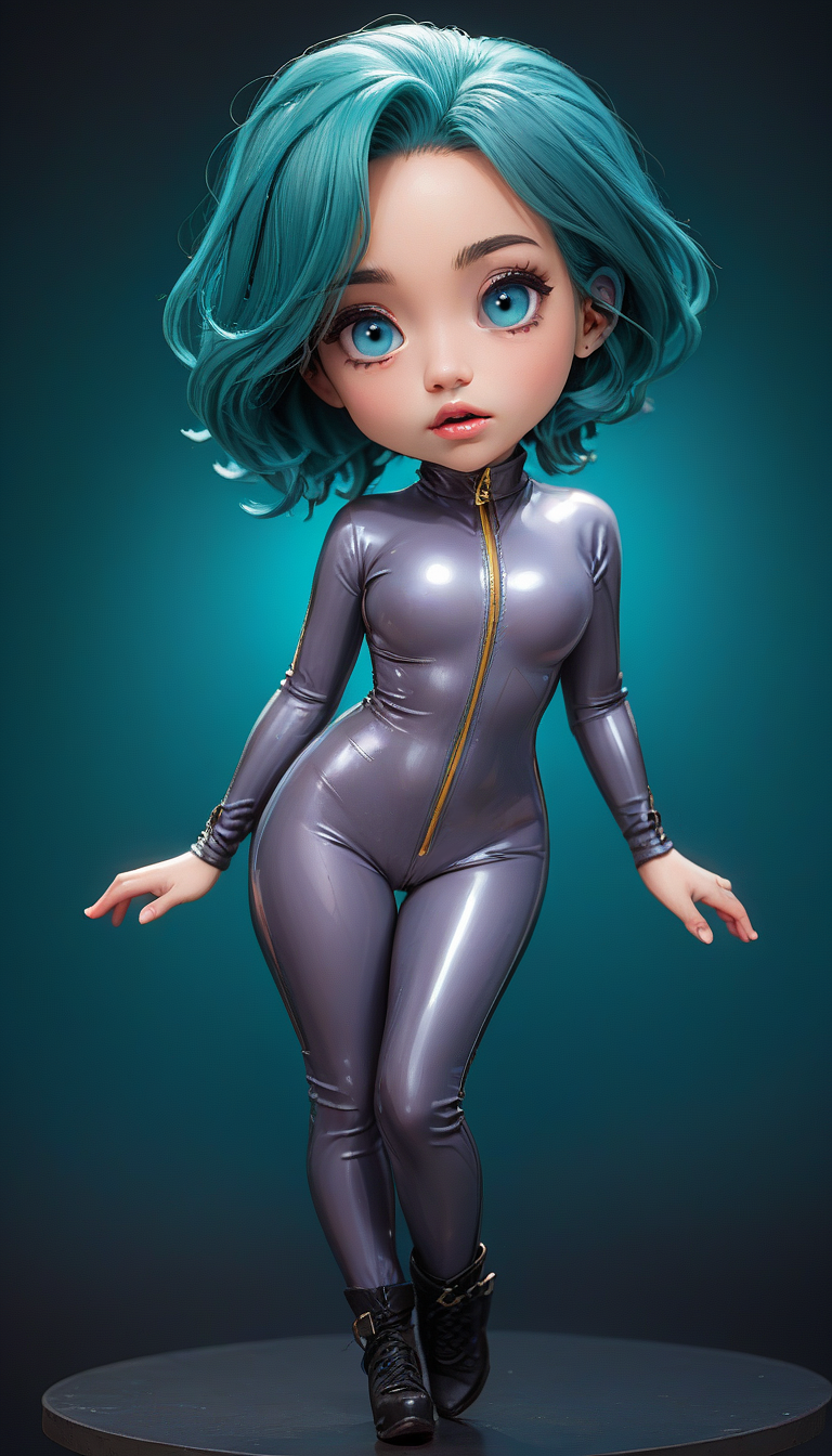 (in ARTIST style:1.7), (masterpiece:1.7), comics style,
clear image, accurate picture, clear picture, precise image, focused image,
(masterpiece:2, best quality:2),  studio photo, gorgeous,
(somechibi, chibi, close-up Gorgeous girl face, teal eyes, teal hair, solo, bodysuit, breasts, full body, chibi, looking at viewer, parted lips, silver Latex Catsuit, catsuit, skin texture),
<lora:SomeChibi_Chibi_Style:1>
<lora:glowneon_xl_v1:0.7>