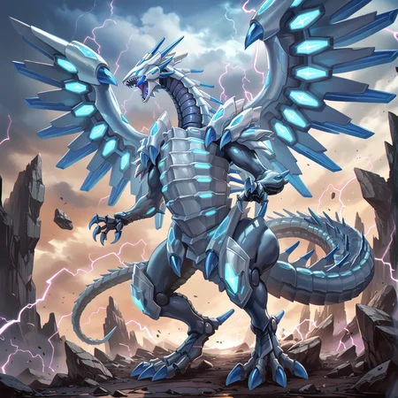 (score_9:0.9),score_8_up,score_7_up,rating_safe,anime style,(zPDXL),(zPDXL3),
<lora:blue eye chaos max dragon ponyXL v1.2:0.75>,mecha dragon,blue eye chaos max dragon,open mouth,lightning,solo,cloud,electricity,sky,sharp teeth,rock,full body,glowing eyes,flying,no iris,blue mouth,